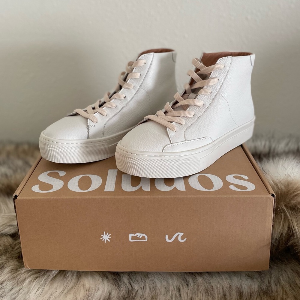 Soludos Ibiza High Top Sneaker in White New in Box